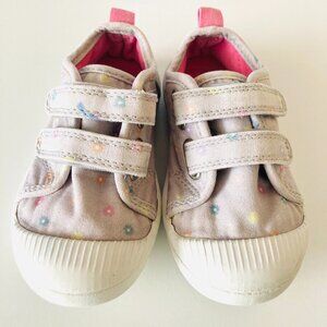 Cat & Jack Parker gray daisy floral sneakers w/double hook & loop straps 7T